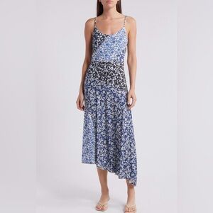 MANGO Printed Dress with Contrast Stitching - Size 8